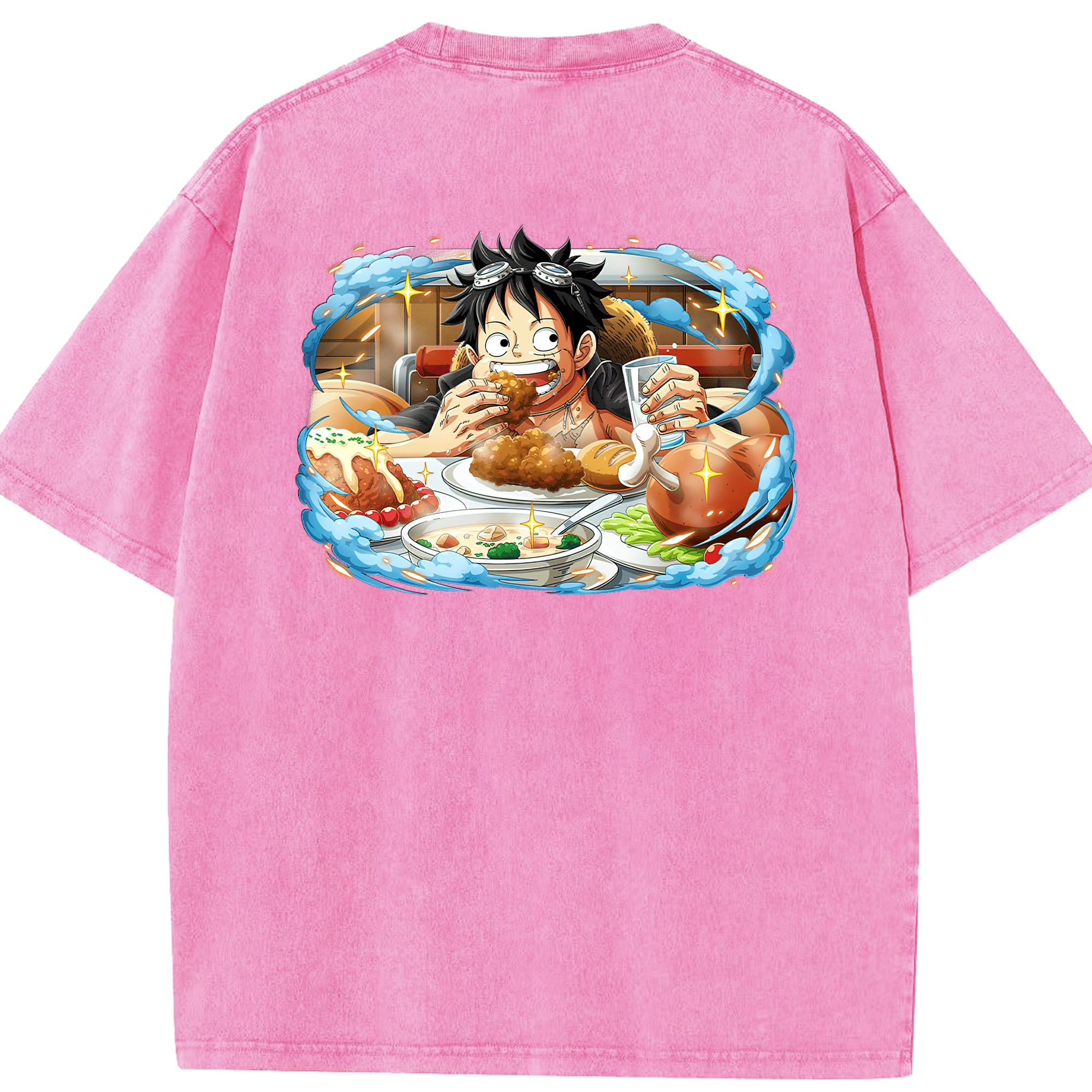 ワンピース モンキー・D・ルフィ ONE PIECE Monkey D. Luffy 綿100% ヴィンテージ風 半袖Tシャツ（背面プリント）